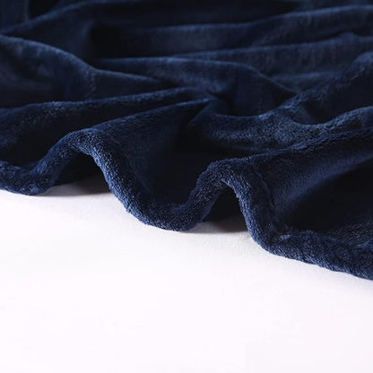 TASTHROW Large Flannel Fleece Throw Blanket, 90×90 Inch - Cozy Lightweight Thick Blanket - All Seasons Suitable for Women, Men and Kids (Navy)