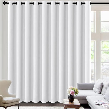 H.VERSAILTEX White Curtains for Sliding Glass Door Room Divider Curtains Noise Reduce Barrier Privacy Curtain Panel Portable Window Screen Sliding Partition, W180 x L96 inches/8' Tall by 15' Wide