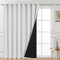 Yakamok 100% Blackout Thermal Insulated Curtains, Noise Reducing Barrier Panel for Sliding Glass Door, 2 Thick Layers Heat Full Light Blocking Patio Door Drapery, Greyish White, W100 x L84, 1 Panel