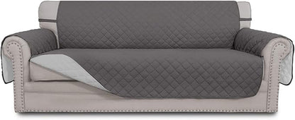 Easy-Going Reversible Oversized Couch Cover for 3 Cushion Couch Sofa Cover for Dogs Water Resistant Furniture Cover (Oversized Sofa, Gray/Light Gray)
