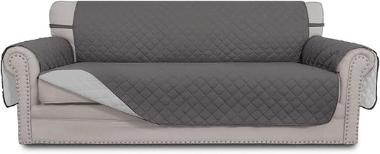 Easy-Going Reversible Oversized Couch Cover for 3 Cushion Couch Sofa Cover for Dogs Water Resistant Furniture Cover (Oversized Sofa, Gray/Light Gray)
