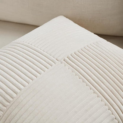 Fancy Homi 2 Packs Cream Decorative Throw Pillow Covers 22x22 Inch for Living Room Couch Bed Sofa, Rustic Farmhouse Boho Home Decor, Soft Corss Corduroy Patchwork Accent Square Cushion Case 55x55 cm