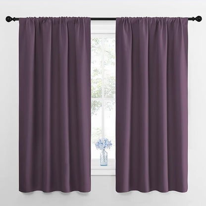 NICETOWN Blackout Curtains for Living Room, Plum, 2 Panels, 42 by 63, Darkening Window Curtain Panels, Easy-Care Solid Thermal Insulated Draperies/Drapes for Daughter Room