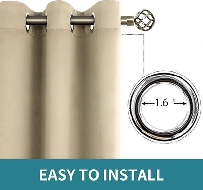 BGment Room Darkening Curtains 63 Inches Long - Grommet Thermal Insulated Drapes Window Treatment Curtains for Bedroom, 2 Panels, 52 x 63 Inch, Beige