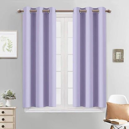 Yakamok Blackout Curtains for Bedroom - Grommet Thermal Insulated Room Darkening Curtains for Living Room, Set of 2 Panels (38 x 45Inch, Lilac)
