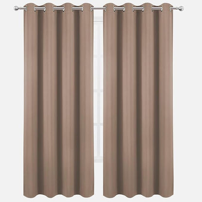 LEMOMO Blackout Curtains 52 x 120 Inch Long Cappuccino Curtains Set of 2 Panels Room Darkening Curtains for Bedroom and Living Room