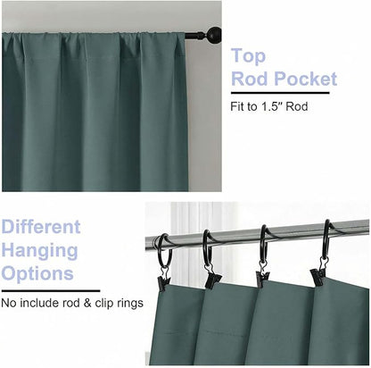 Simplebrand Ava Dark Green Blackout Curtains for Bedroom 96 Inches Long 2 Panels, Solid Thermal Insulated, Energy Saving Nursery Window Treatment Curtains Blackout Drapes, W40 x L96 Inch, Dark Green