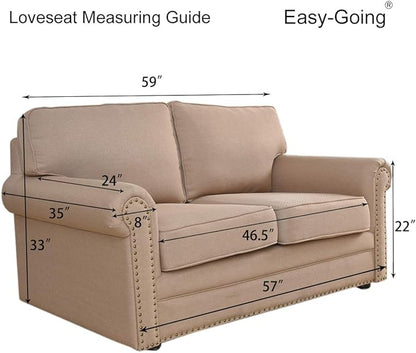 Easy-Going Reversible Loveseat Couch Cover for 2 Cushion Couch Sofa Cover for Dogs Water Resistant Furniture Protector with Foam Sticks Elastic Straps for Pet (Loveseat, Dark Blue/Light Blue)