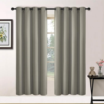 Yakamok Premium Room Darkening Thermal Insulated Curtains for Bedroom/Living Room - Classic Grommet Top (2 Panels, Taupe, 52 Inch by 72 Inch)