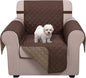 U-NICE HOME Reversible Oversized Chair Covers Quilted Water Repellent Pet Protectors with Elastic Straps(28''Armchair, Chocolate/Taupe)