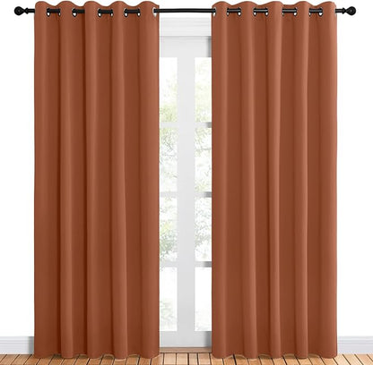 NICETOWN Room Darkening Draperies Window Curtain Panels, Burnt Orange, 2 Panels, W60 x L84 -inch, Thermal Insulated Grommet Room Darkening Curtains for Bedroom