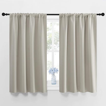NICETOWN Blackout Curtains for Living Curtains, Room Darkening Window Curtain Panels, Easy-Care Solid Thermal Insulated Draperies/Drapes for Daughter Room (Natural, 2 Panels, 42 by 48)