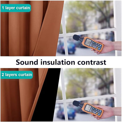 NICETOWN Burnt Orange Blackout Curtains 90 inches Long, Full Light Blocking Drapes with Black Liner for Nursery, Thermal Insulated Draperies for Hall, Villa (2 Pieces, 46" Wide Each Panel)