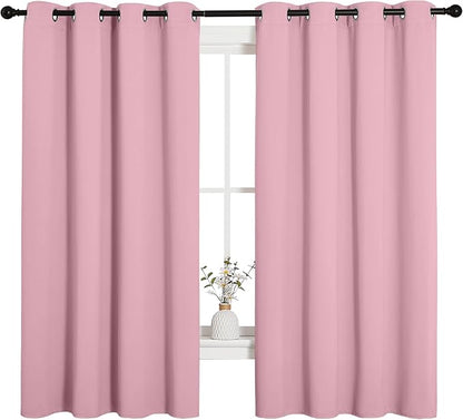 NICETOWN Bedroom Curtain Panels Blackout Draperies, Thermal Insulated Solid Grommet Blackout Curtains/Drapes (Crystal Pink, 1 Pair, 55 by 68-inch)