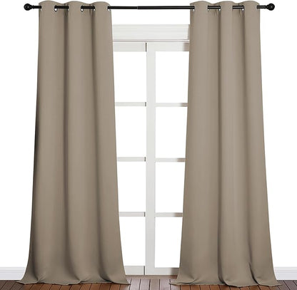 NICETOWN Patio Glass Door Blackout Curtains for Bedroom/Living Room, Privacy Panel Drapes for Dining and Guest Room (Taupe, 42 inches Wide x 90 inches Long, 1 Pair)