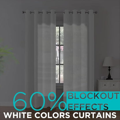 Joydeco Curtains 84 Inches Long 2 Panels Set, Thermal Insulated Long Curtains& Drapes 2 Burg, Room Darkening Drapes for Bedroom Living Room Window (Pure White, W52 x L84 Inch)