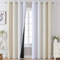 Estelar Textiler Beige and Greyish White Blackout Curtains 102 Inches Long for Bedroom, Thermal Insulated Full Room Darkening Grommet Gradient Drapes for Living Room, 52Wx102L, 2 Panels