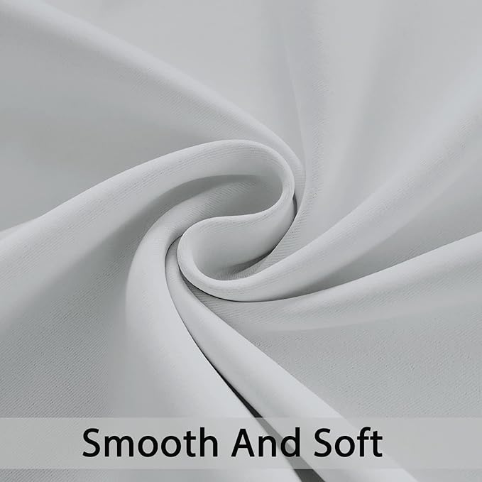 Yakamok 72 Inch Length 100% Blackout Curtains for Bedroom, Light Blocking Drapes Room Darkening Thermal Insulated Solid Grommet Panels for Living Room(38Wx72L, Greyish White, 2 Panels)