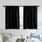 RYB HOME Blackout Privacy Bathroom Window Curtains, Short Thermal Insulated Heat Blocking Privacy Rod Pocket Half Window Curtain Tiers for Nursery Bedroom, Width 42 by Length 30, Black, 2 Panels