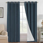 H.VERSAILTEX Linen Curtains 100% Blackout Curtains for Bedroom 102 inch Long Full Light Blocking Nature Linen Blended Window Curtains for Living Room Nickel Grommet (2 Panels, Navy)