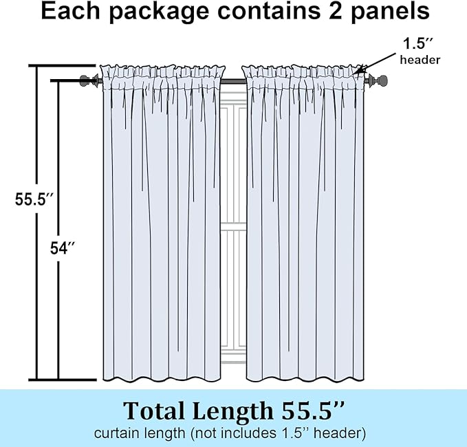 Simplebrand Rod Pocket Top Solid Voile Sheer Curtains for Bedroom, 54 Inch Length Drapes Set of 2, Lightweight and Light Filtering Elegant Curtains Panels Window Treatment, 42W×54L, Light Green