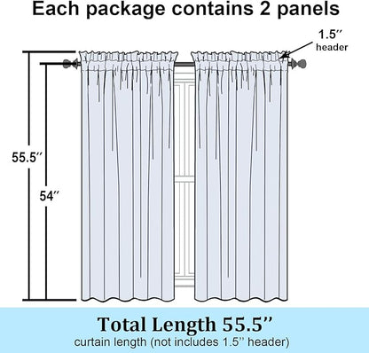 Simplebrand Rod Pocket Top Solid Voile Sheer Curtains for Bedroom, 54 Inch Length Drapes Set of 2, Lightweight and Light Filtering Elegant Curtains Panels Window Treatment, 42W×54L, Light Green
