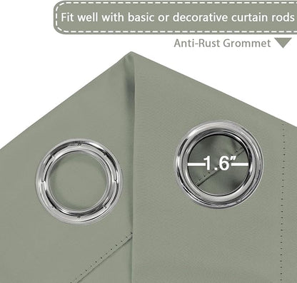 H.VERSAILTEX Blackout Patio Curtains 100 x 84 Inches for Sliding Door Extral Wide Blackout Curtain Panels Thermal Insulated Room Divider - Grommet Top, 7' Tall by 8.5' Wide - Sea Grass
