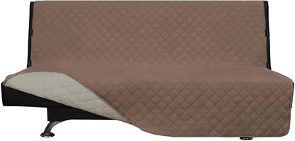 Easy-Going Futon Sofa Slipcover Reversible Sofa Cover Armless Cover Furniture Protector Couch Cover Water Resistant Pets, Kids, Children, Dog, Cat Brown/Beige