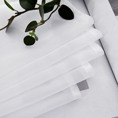 MIULEE 2 Panels Kitchen Tiers Half Window Sheer Curtains Rod Pocket Voile Drapes for Kitchen Bathroom Small Windows 29 by 45 Inch White