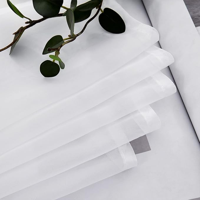 MIULEE 2 Panels Kitchen Tiers Half Window Sheer Curtains Rod Pocket Voile Drapes for Kitchen Bathroom Small Windows 29 by 36 Inch White