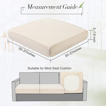 Newwiee Set of 4 Stretch Patio Cushion Covers Sofa Couch Seat Chair Slipcovers Cushion Cover Replacement Furniture Protector for Pets Washable(Beige,Seat Cover,Solid)