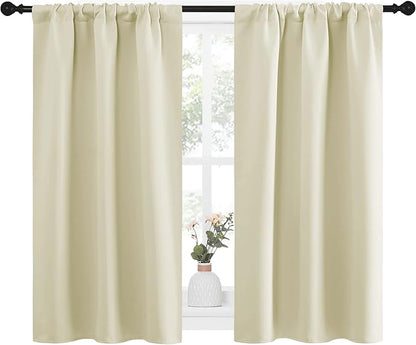 NICETOWN Kitchen Curtains, Short Blackout Curtains & Drapes, Small Window Draperies for Dining Room, Cupboard (Beige, 34 in x 45 in (W x L), Set of 2)