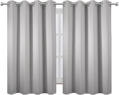 LEMOMO Blackout Curtains 66 x 54 Inch Long Light Grey Curtains Set of 2 Panels Room Darkening Curtains for Bedroom and Living Room