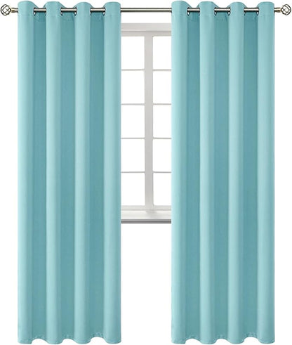 BGment Blackout Curtains - Grommet Thermal Insulated Room Darkening Bedroom and Living Room Curtains, Set of 2 Panels (52 x 84 Inch, Baby Blue)