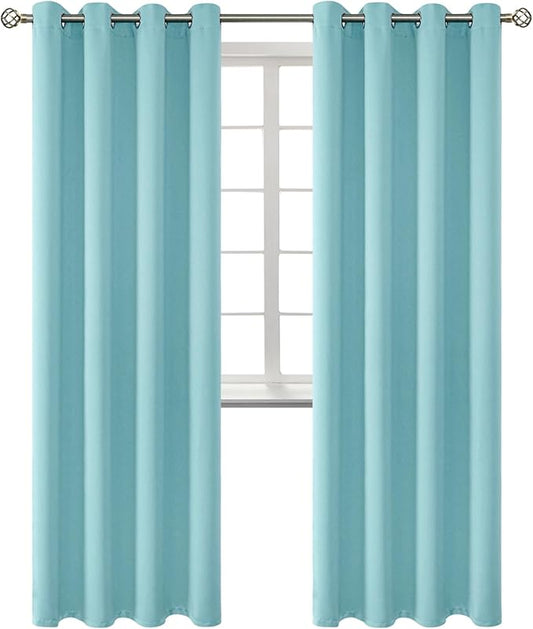 BGment Blackout Curtains - Grommet Thermal Insulated Room Darkening Bedroom and Living Room Curtains, Set of 2 Panels (52 x 84 Inch, Baby Blue)
