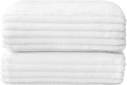 BEDELITE Fleece Blanket King Size – 3D Ribbed Jacquard Soft and Warm Decorative Fuzzy Blankets – Cozy, Fluffy, Plush Lightweight Throw Blankets for Couch, Bed, Sofa(White, 108x90 inches)