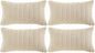 Fancy Homi 4 Packs Boho Cream Decorative Throw Pillow Covers 12x20 Inch for Living Room Couch Bed Sofa, Rustic Modern Farmhouse Home Decor, Soft Plush Corduroy Beige Cute Square Cushion Case 30x50 cm