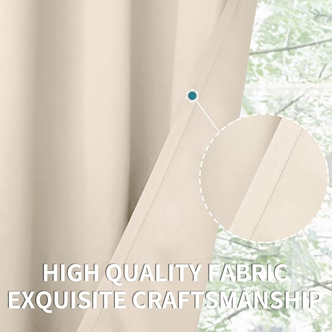 BGment Blackout Curtains - Grommet Thermal Insulated Room Darkening Bedroom and Living Room Curtains, Set of 2 Panels (52 x 45 Inch, Champagne)