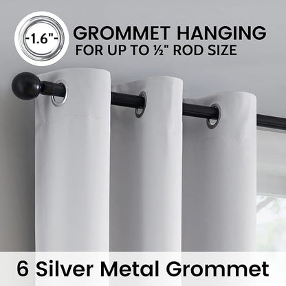 SimpleHome 100% Blackout Curtains for Bedroom,Thermal Insulated Grommet Window Drapes Room Darkening White Curtains for Living Room with Black Back,42 x 63 Inch,2 Panels