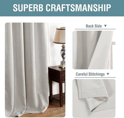 H.VERSAILTEX Blackout Curtain for Living Room Thermal Insulated Window Treatment Curtain Extra Long 108 inch Length Energy Saving Solid Grommet Top Blackout Drape, One Panel, Stone, 52" W x 108" L