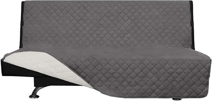 Easy-Going Futon Sofa Slipcover Reversible Sofa Cover Armless Cover Furniture Protector Couch Cover Water Resistant Pets, Kids, Children, Dog, Cat Gray/Ivory