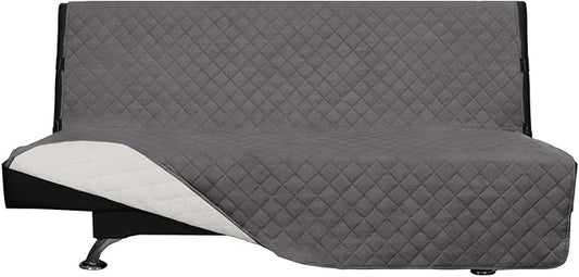 Easy-Going Futon Sofa Slipcover Reversible Sofa Cover Armless Cover Furniture Protector Couch Cover Water Resistant Pets, Kids, Children, Dog, Cat Gray/Ivory