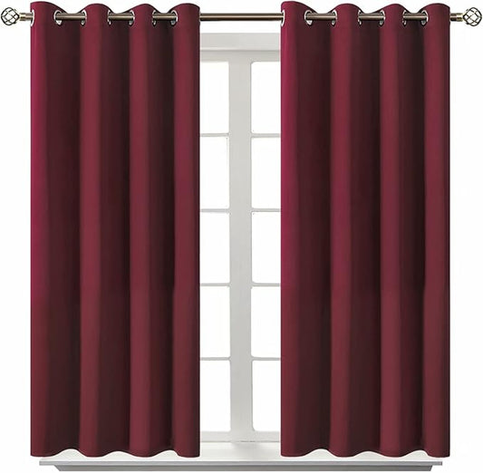 BGment Blackout Curtains for Bedroom - Grommet Thermal Insulated Room Darkening Curtains for Living Room, Set of 2 Panels (52 x 54 Inch, Burgundy)
