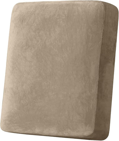 Couch Cover Stretch Velvet Sofa Cushion Cover 1-Piece - Elastic Washable Slipcover for Seat or Backrest, Couch Seat Covers for Sofas (Leather Brown)