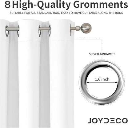 Joydeco Curtains 84 Inches Long 2 Panels Set, Thermal Insulated Long Curtains& Drapes 2 Burg, Room Darkening Drapes for Bedroom Living Room Window (Pure White, W52 x L84 Inch)