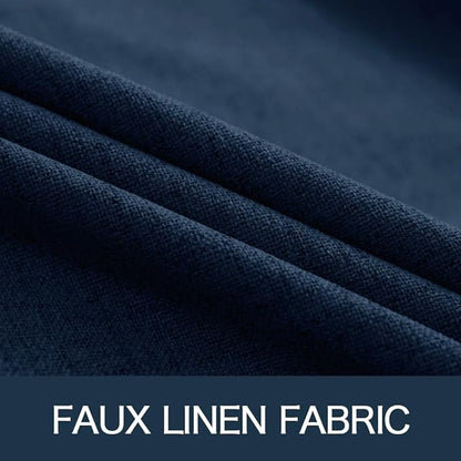 MIULEE 100% Blackout Linen Textured Curtains for Bedroom Solid Thermal Insulated Midnight Blue Grommet Room Darkening Curtains & Drapes Luxury Decor for Living Room Nursery 52 x 96 Inch (2 Panels)