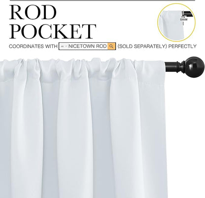 NICETOWN Greyish White Window Curtain Panels, RV Bunk Curtains, Thermal Insulated Rod Pocket Room Darkening Curtain Sets for Loft (Greyish White, 2 Panels, 42 in x 30 in (W x L))