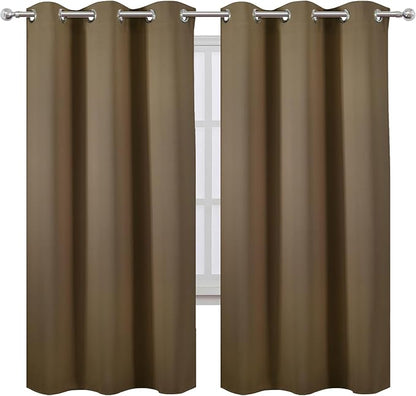 LEMOMO Brown Thermal Blackout Curtains/42 x 72 Inch/Set of 2 Panels Room Darkening Curtains for Bedroom