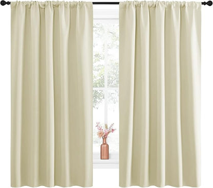 NICETOWN Blackout Curtains for Living Curtains, Room Darkening Curtains & Drapes for Kids Bedroom, Home Decoration Draperies (Beige, 52 in x 63 in (W x L), 2 PCs)