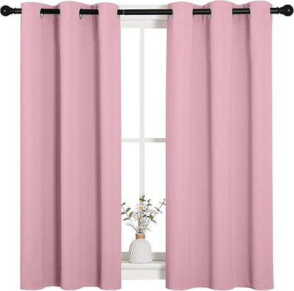 NICETOWN Bedroom Curtain Panels Blackout Draperies, Thermal Insulated Solid Grommet Blackout Curtains/Drapes (Crystal Pink, 1 Pair, 34 by 45-inch)